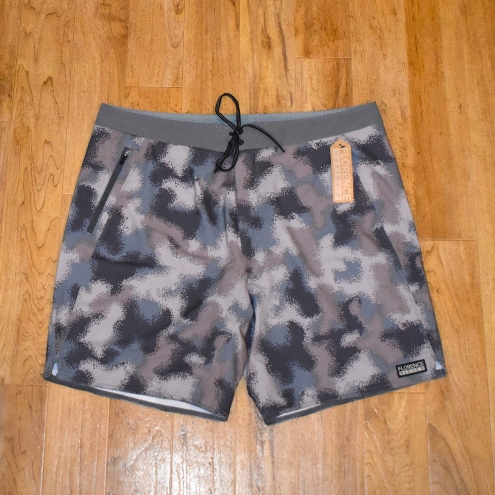 Florence Marine X Camo Boardshort Mens 38 Grey New 4-Way Stretch FMBS0014